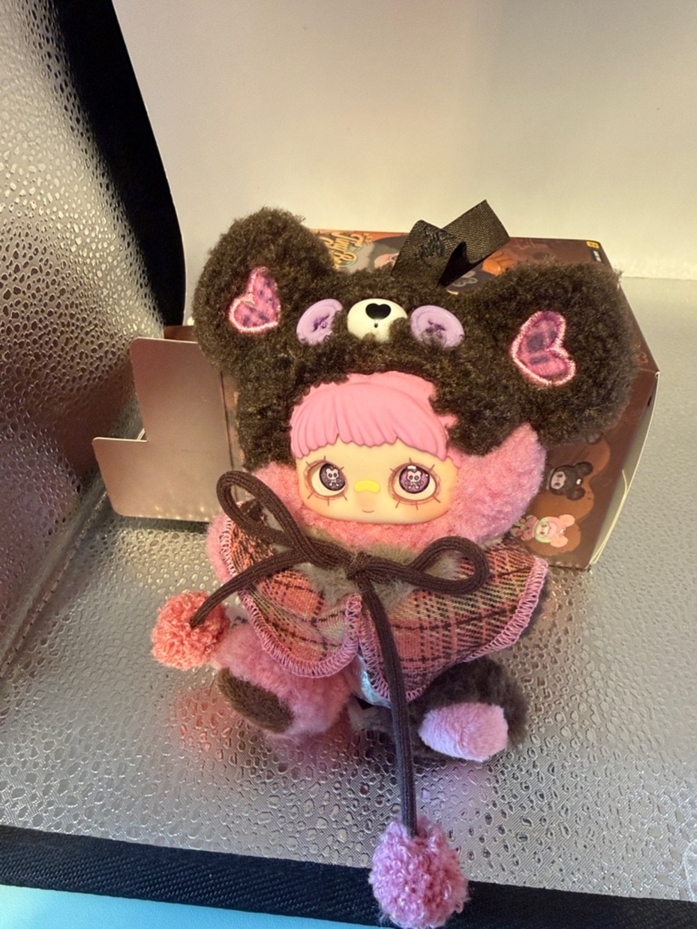 Maymei Plush Bear Hooded Doll Accessory in Pink and Brown - Unbranded